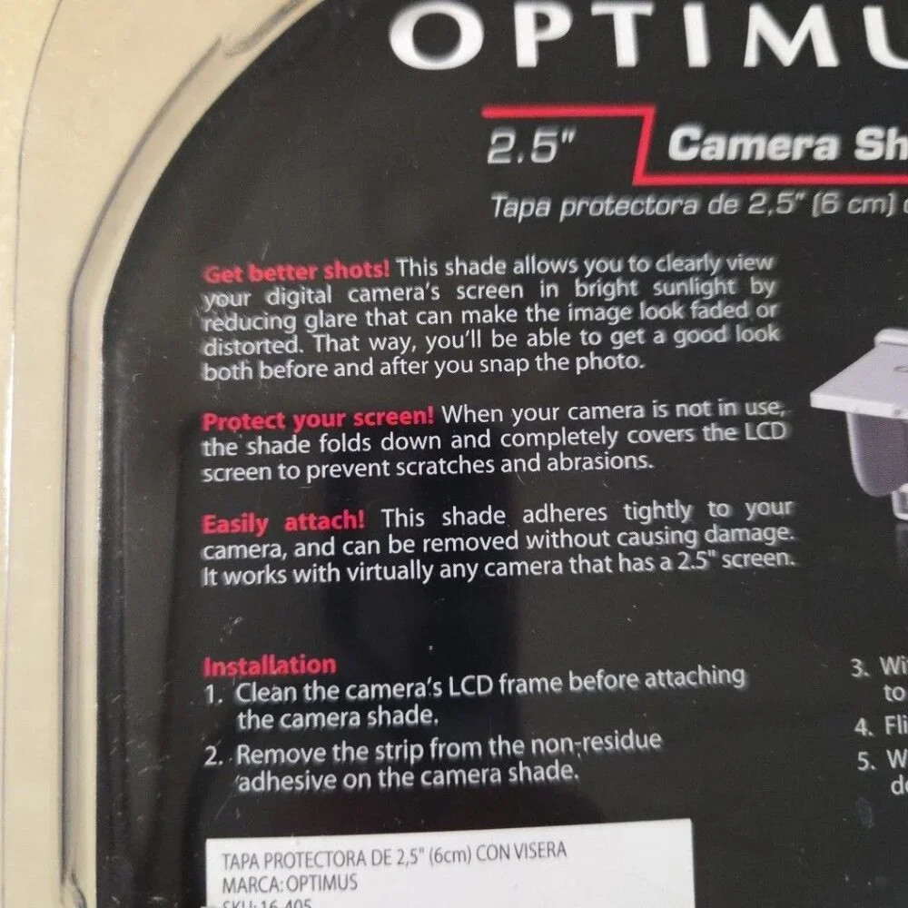 Optimus 2 ½” Screen Shade for Digital Cameras
